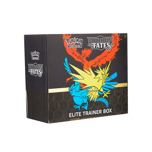 2019 Pokemon Hidden Fates Elite Trainer Box Discover a hidden world of incredible power with the 2019 Pokemon Hidden Fates Elite Trainer Box. Perfect for passionate trainers, this box features amazing collectible cards, coins, dice, and more to take your battle experience to the next level. With this box, you can start your journey towards becoming a legendary Pokemon master today!