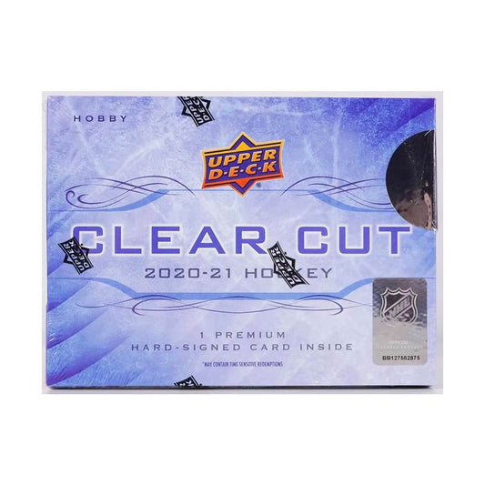 2020-21 Upper Deck Clear Cut Hockey Hobby Box Score a slice of hockey history with a 2020-21 Upper Deck Clear Cut Hockey Hobby Box! This exciting box contains 10 total cards with all five base parallels plus five additional inserts or parallels. You won’t want to miss this chance to collect rare game-used memorabilia from your favorite players!
