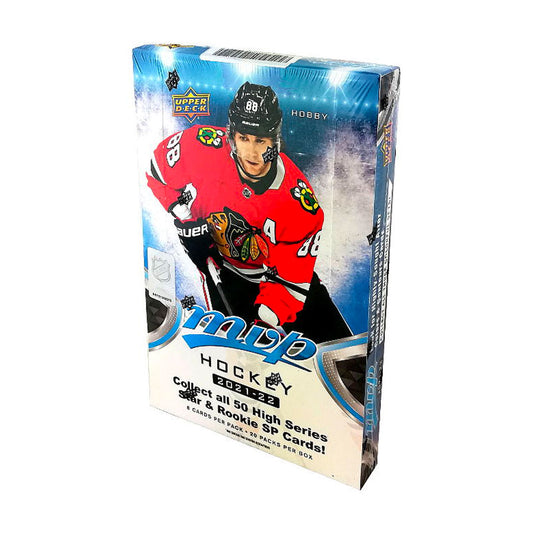 2021-22 Upper Deck MVP Hockey Hobby Box Reach new heights in hockey card collecting with the 2021-22 Upper Deck MVP Hockey Hobby Box! Packed with powerful cards featuring the finest NHL stars, this box has everything you need to unlock your card collecting dreams. Immerse yourself in the thrills of opening packs and get the most out of your collection today!