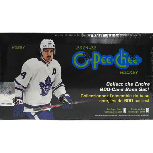 Unlock the excitement of the 2021-22 Upper Deck O-Pee-Chee Hockey Hobby Box! With 18 packs per box, each containing 10 cards per pack, you can score big with possible autograph and memorabilia cards, as well as vintage O-Pee-Chee cards and all-new Retro Variations! Reach for the stars with this incredible Hobby Box and find the cards that make your collection shine!