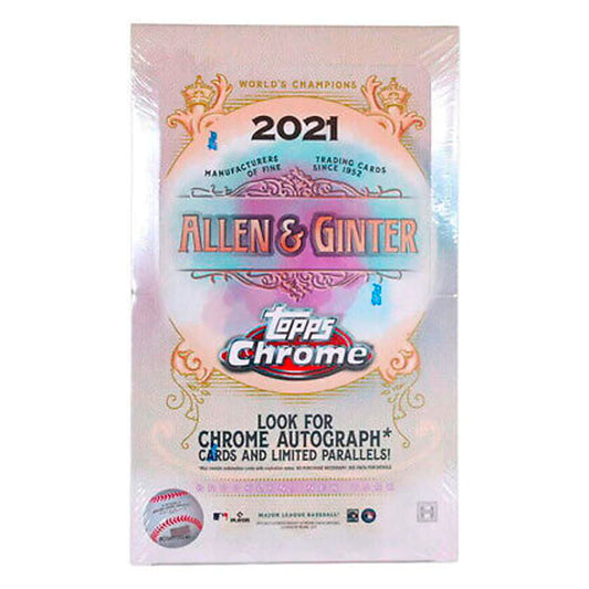 2021 Topps Allen & Ginter Chrome Baseball Hobby Box Open a 2021 Topps Allen & Ginter Chrome Baseball Hobby Box and experience the thrill of unboxing! A chance at mini parallel cards and 1 base chrome parallel card per pack, plus autographs or relic cards per box. Experience the thrill of a collector's paradise today!