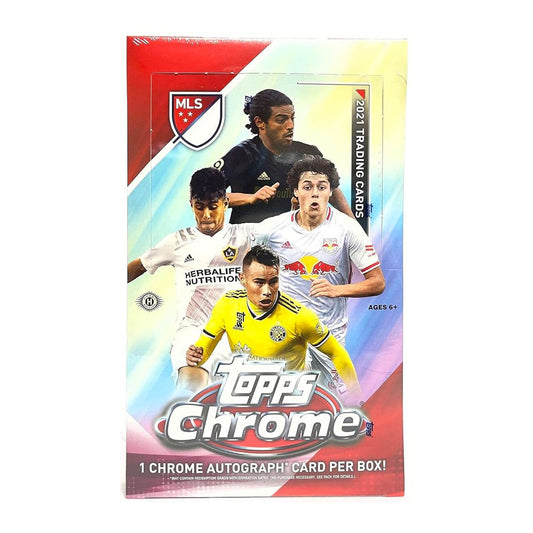 2021 Topps Chrome MLS Soccer Hobby Box Unlock the best MLS Soccer cards available with the 2021 Topps Chrome MLS Soccer Hobby Box! With an array of colorful chromium cards, vibrant designs, and autographed cards, this box is the perfect way to start any collection. Get your 2021 Topps Chrome MLS Soccer Hobby Box today!