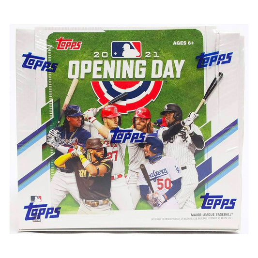 2021 Topps Opening Day Baseball Hobby Box Unlock the thrills of the 2021 MLB season with the Topps Opening Day Baseball Hobby Box! Enjoy cards of MLB excitement featuring all the top players, with a mix of autographs, inserts and exclusive Opening Day cards. Start your season with a bang!
