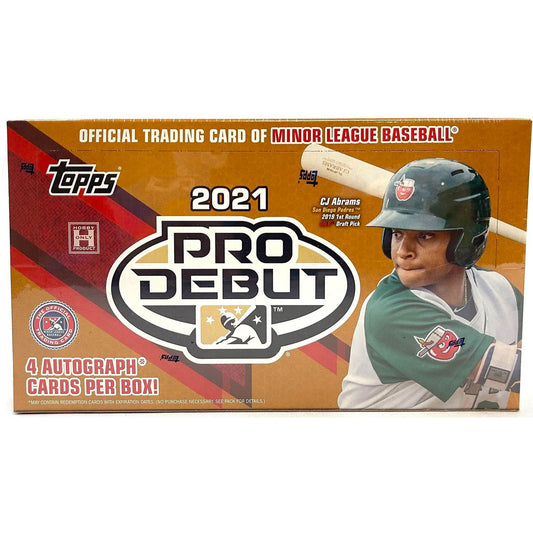 2021 Topps Pro Debut Baseball Hobby Box Experience the excitement of minor league baseball with 2021 Topps Pro Debut Baseball Hobby Box! Get exclusive trading cards featuring future MLB superstars, guaranteed in every box. Collect autographs, parallel cards, and memorable inserts! Don't miss out on this incredible opportunity for 2021!