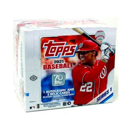 2021 Topps Series One Baseball Jumbo Hobby Box Score a home run with the 2021 Topps Series One Baseball Jumbo Hobby Box, packed with 10 packs, each with 46 cards! Get your hands on the newest cards of the biggest stars and rookies. Upgrade your baseball collection today!