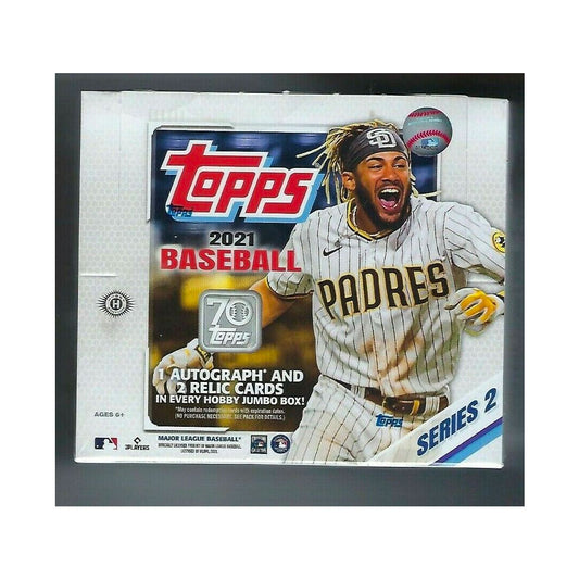 2021 Topps Series Two Baseball Jumbo Hobby Box Unlock exciting surprises with this 2021 Topps Series Two Baseball Jumbo Hobby Box! Each Box is loaded with 1 autograph and 1 relic card guaranteed. What will you discover? Get your box now!
