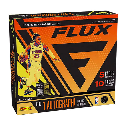2022-23 Panini Flux Basketball Hobby Box Discover the power of Panini Flux Basketball! Delight in the thrill of opening each pack, seeking out your favorite players and rarity levels. Experience the rush of discovering a new card to add to your collection. 2022-23 Panini Flux Basketball Hobby Boxes bring unparalleled excitement to every collector.