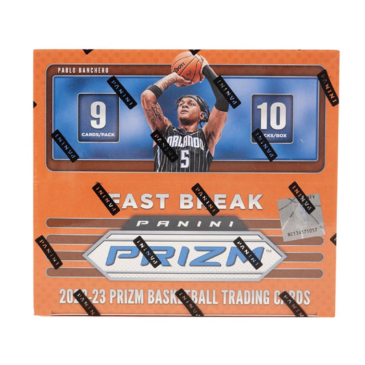 2022-23 Panini Prizm Basketball Fast Break Box Experience the thrill of the chase with a 2022-23 Panini Prizm Basketball Fast Break Box! This box includes two exclusive Prizm parallel cards and two exclusive Fast Break inserts, plus the chance to pull rare autographs from your favorite NBA players! Open the box and ignite your basketball passion today!
