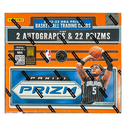 2022-23 Panini Prizm Basketball Hobby Box Get your hands on the hottest new basketball cards with the 2022-23 Panini Prizm Basketball Hobby Box! Featuring an incredible selection of new cards, this box is perfect for any hoops fan looking to start or complete their collection. Don't miss your chance to score some of the most valuable cards around!