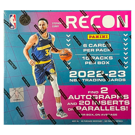 2022-23 Panini Recon Basketball Hobby Box Unpack the latest in NBA® basketball when you crack open this 2022-23 Panini Recon Basketball Hobby Box! This box includes a mix of hits, inserts, and parallels that will give your collection a star-studded boost! Add some of the biggest stars in basketball to your collection today!