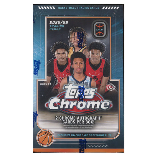 This 2022-23 Topps Chrome OTE Basketball Hobby Box contains everything the sports fan needs to stay up to date on the 2022-23 season. With the latest players and rookies and exclusive cards, you can craft an unbeatable collection. Revel in the excitement of getting your hands on the latest and greatest basketball cards!