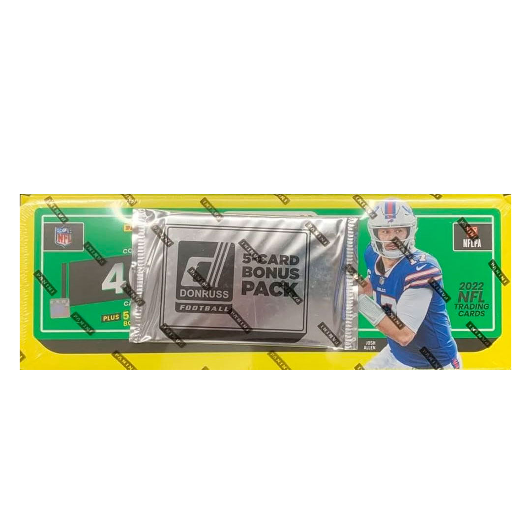 2022 Panini Donruss Football Complete Set Unlock the mystery of the 2022 Panini Donruss Football Complete Set! Featuring a 500 card base set, this amazing set is your gateway to the world of football cards. Adding to the excitement, each card will feature stunning artwork and cutting-edge technology, allowing for a unique viewing experience. Discover a timeless piece of football history with the 2022 Panini Donruss Football Complete Set.