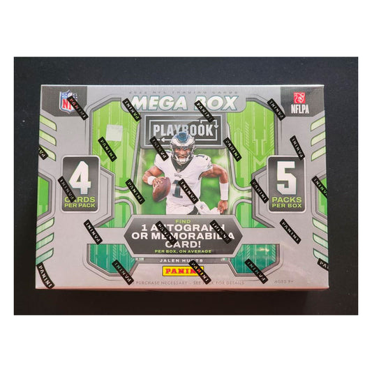 2022 Panini Playbook Football Mega Box Experience the excitement of 2022 Panini Playbook Football Mega Box! This limited edition box features exclusive cards and special inserts, making it a must-have for any football fan. With a chance to collect top players and rookies, this box offers endless possibilities for your collection. Don't miss out on the action - get your Mega Box today!