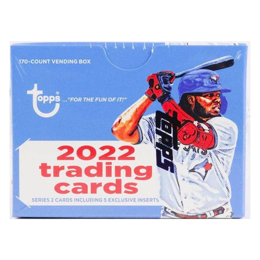 2022 Topps Baseball Vending Box Discover 2022 Topps Baseball Vending Box for a surprise every time! This exciting box contains a total of 170 cards. Get a rush of anticipation every time you open a pack!