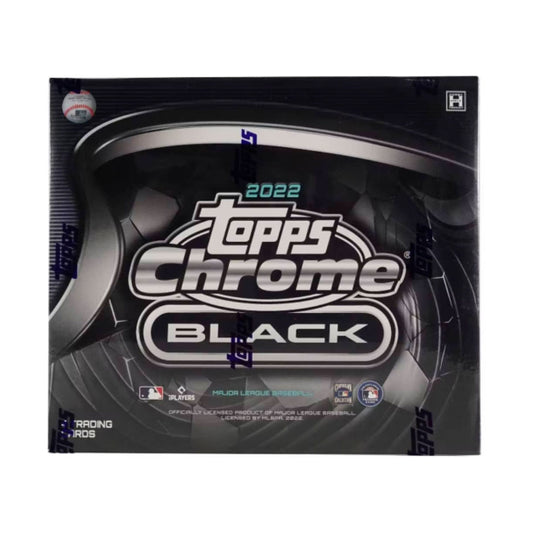 2022 Topps Chrome Black Baseball Hobby Box Experience peak performance with the 2022 Topps Chrome Black Baseball Hobby Box! Get two autographs and relics, ten chrome parallels, and twelve inserts per box – all in stunning black-bordered chrome technology. Live out the thrill of real-life baseball with one of the sport's most prized products!