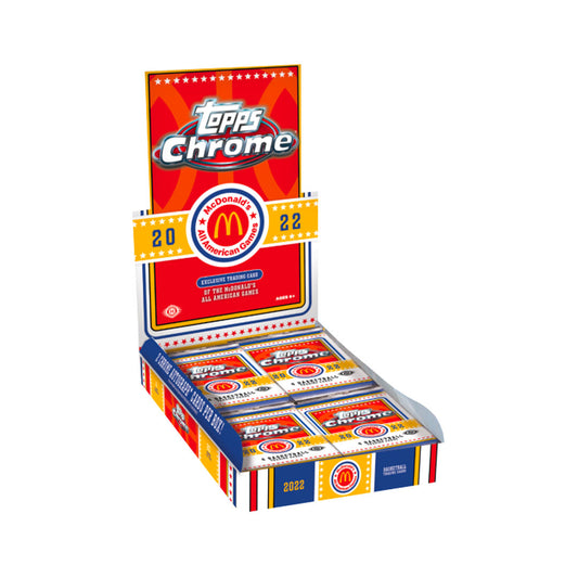 Get on-court action with the 2022 Topps Chrome McDonald's All American Games Hobby Box - your chance to get the hottest players from the elite high school basketball tournament. With 24 packs with five cards per pack, you'll be able to pull some stunning pieces. Pick up yours now to get an amazing basketball card collection!