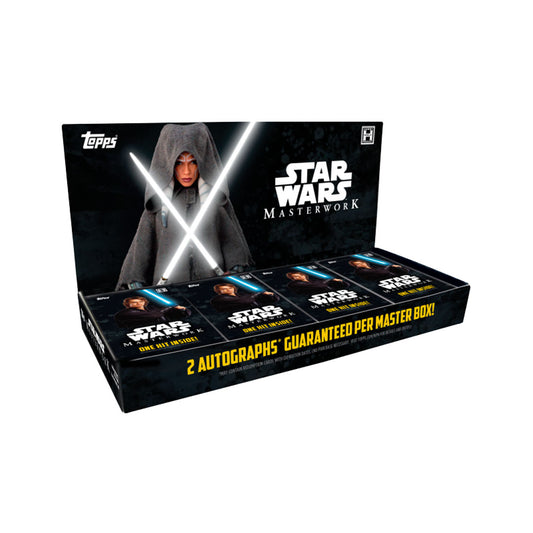 2022 Topps Star Wars Masterwork Hobby Box Experience the ultimate thrill of collecting with the 2022 Topps Star Wars Masterwork Hobby Box! With stunning artwork, rare autographs, and collectible relics, each box offers endless excitement for Star Wars fans. Invest in the future of your collection with this must-have item!
