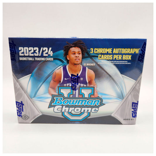 2023-24 Bowman Chrome University Basketball Breaker's Delight Box Get ready to score big with the 2023-24 Bowman Chrome University Basketball Breaker's Delight Box! With three guaranteed autographed card in every box, this product is a must-have for every die-hard basketball fan. Experience the thrill of collecting rare and valuable cards from the top university basketball players. Don't miss out on this ultimate collector's item!