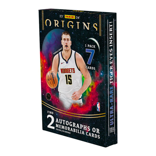 Experience the thrill of the game with 2023-24 Panini Origins Basketball Hobby Box. This box features exclusive, high-quality basketball cards from the upcoming season. With every pack, you'll discover the best of the best in the world of basketball. Don't miss out on the chance to collect and trade these iconic cards and feel the excitement of the sport in your hands!