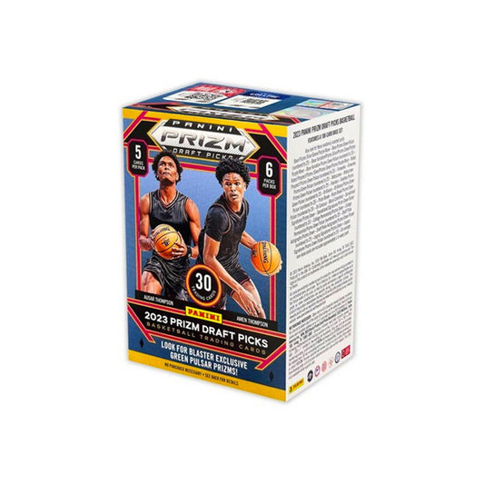 2023-24 Panini Prizm Draft Picks Basketball Blaster Box Experience the excitement and anticipation of the 2023-24 NBA Draft with the Panini Prizm Draft Picks Basketball Blaster Box! Get the newest stars and fan faves in every pack with 6 packs of 5 cards per pack. Make your picks and see your collection come to life with bold, bright Prizm parallels! Do you have what it takes to draft a champion?