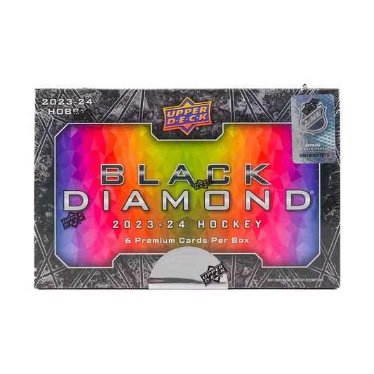 Experience the thrill of the ice with the 2023-24 Upper Deck Black Diamond Hockey Hobby Box! This premium box features exclusive cards, rare inserts, and autographed cards from the hottest players in the league. Collect, trade, and showcase your love for the sport with this must-have for any hockey fan.