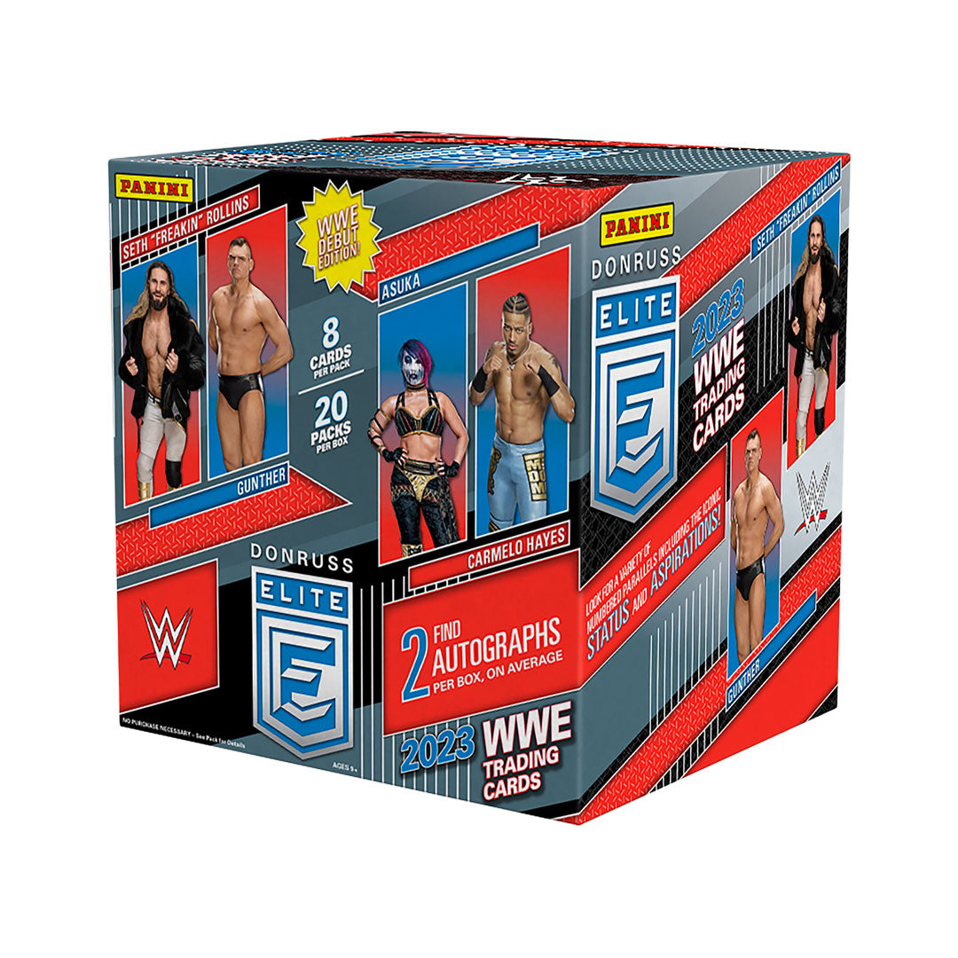 Unleash your inner fan with the 2023 Panini Donruss Elite WWE Hobby Box! Featuring special inserts and autograph cards, this box will bring excitement to your collection. Enjoy premium wrestling cards and discover your next prized possession. Get yours today and show off your love for WWE!