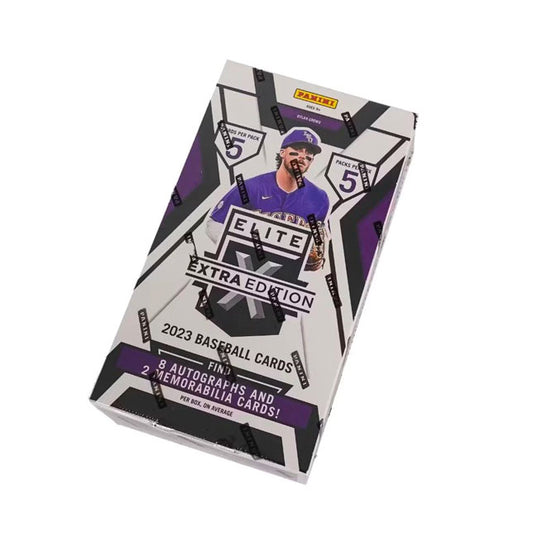 Experience the thrill of the 2023 Panini Elite Extra Edition Baseball Hobby Box! This limited edition box features exclusive cards from top prospects, perfect for any avid collector. Don't miss out on this exciting opportunity to add rare cards to your collection!