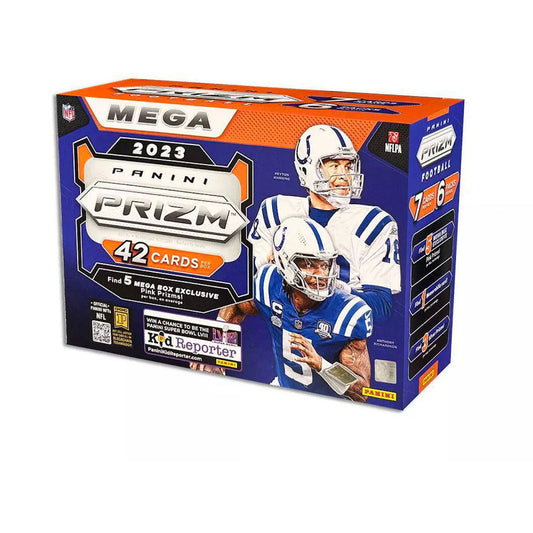 Get ready for the ultimate football experience with the 2023 Panini Prizm Football Mega Box! This limited edition box features exclusive Pink Prizm cards, adding a touch of excitement to your collection. With its top-notch design and high-quality cards, this mega box is a must-have for all football enthusiasts. Don't miss out on the opportunity to elevate your game!