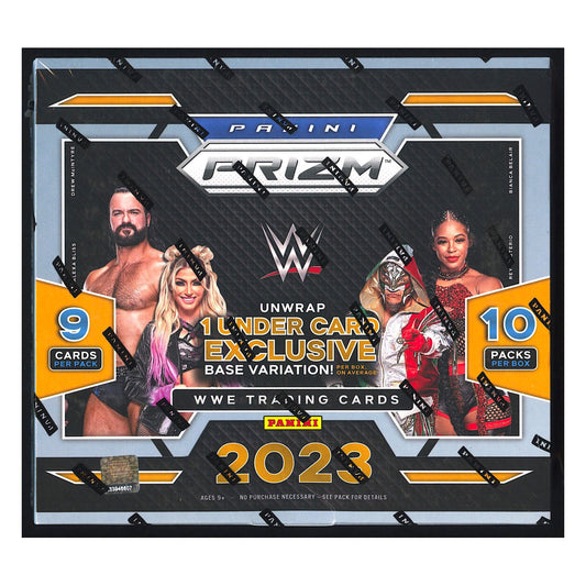 2023 Panini Prizm WWE Undercard Box Discover the newest WWE superstars with the 2023 Panini Prizm WWE Undercard Box! Each box contains ten packs with nine cards in each pack. Get your hands on autographs, numbered parallels, and exclusive inserts that can’t be found anywhere else. Collect your favorite superstars today!