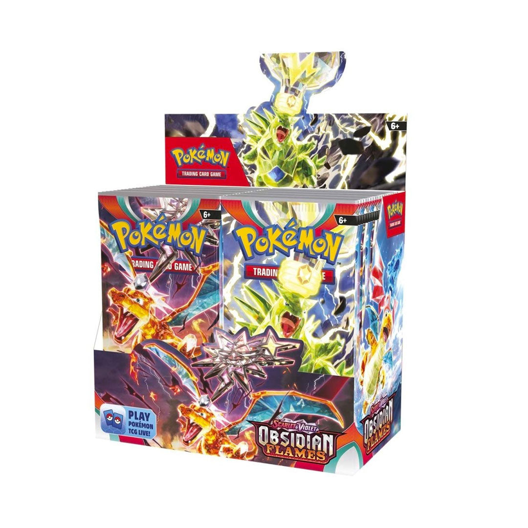 2023 Pokemon TCG Obsidian Flames Booster Box Experience the latest Pokemon TCG Obsidian Flames Booster Box! With 36 packs per box, this limited-edition box promises hours of trading card fun. Collect rare cards, battle opponents, and upgrade your deck with the newest Pokemon TCG!