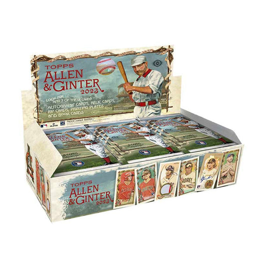 2023 Topps Allen & Ginter Baseball Hobby Box Experience the thrill of collecting with the 2023 Topps Allen & Ginter Baseball Hobby Box! This incredible box is packed with 24 packs of 8 cards each, giving you an abundance of exciting new cards to treasure and display. Build your collection with a variety of common, rare and unique cards, perfect for any collector.