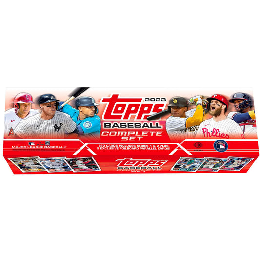 2023 Topps Baseball Complete Factory Set This 2023 Topps Baseball factory set is the perfect addition to any baseball fan's collection. The entire set is loaded with awesome extras, from autographs to Relic cards, guaranteeing a unique collecting experience. Unleash your inner collector with this one-of-a-kind set!