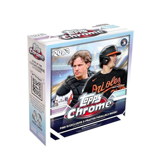 2023 Topps Chrome Baseball Monster Box Introducing the 2023 Topps Chrome Baseball Monster Box. Inside, you'll find up to 7 packs of trading cards featuring the hottest players and the most coveted rookies of the 2023 season. Get ready to hit a home run with the 2023 Topps Chrome Baseball Monster Box!