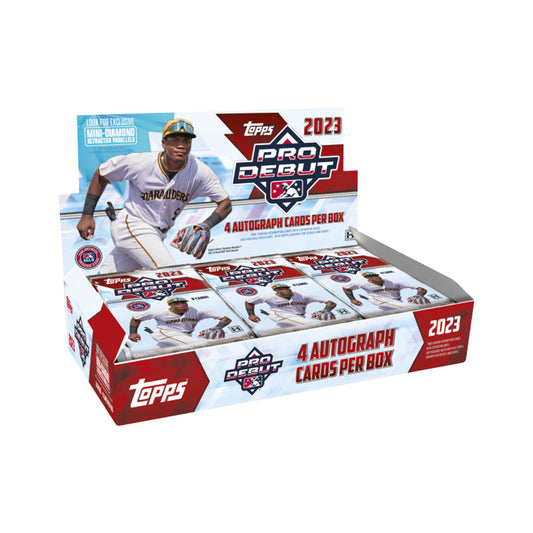 2023 Topps Pro Debut Baseball Hobby Box Experience the excitement of pursuing the top prospects of tomorrow with the 2023 Topps Pro Debut Baseball Hobby Box! Immerse yourself in the thrill of collecting 192 cards per box and discover the alluring autographs, exciting inserts, and unique relics of the newest major league stars. Get ready for the future of baseball today!