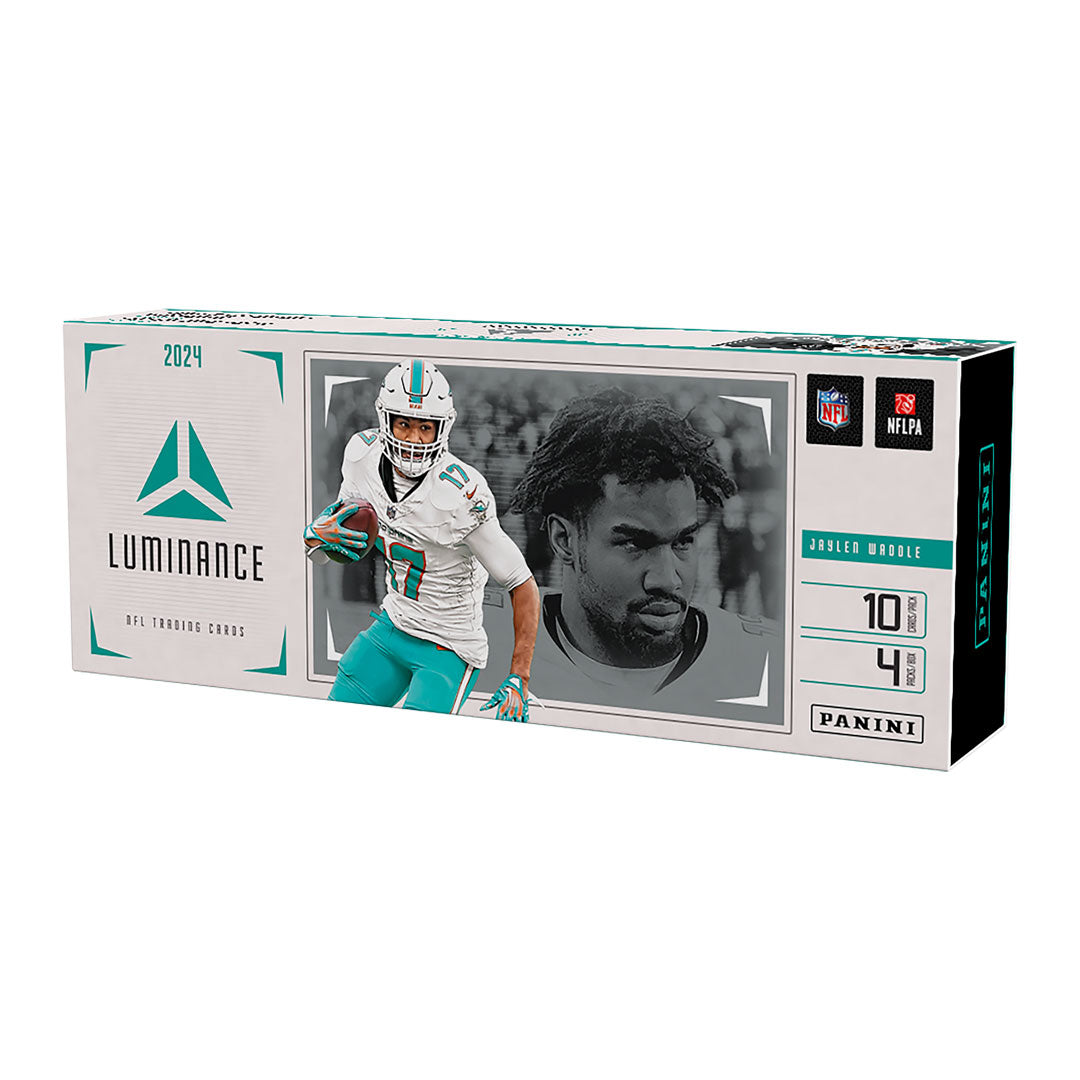 Experience the thrill of collecting with the 2024 Panini Luminance Football Hobby Box. Featuring top NFL rookies and stars, each box includes exclusive inserts and autographed cards. Add this sought-after box to your collection and elevate your love for football to new heights!