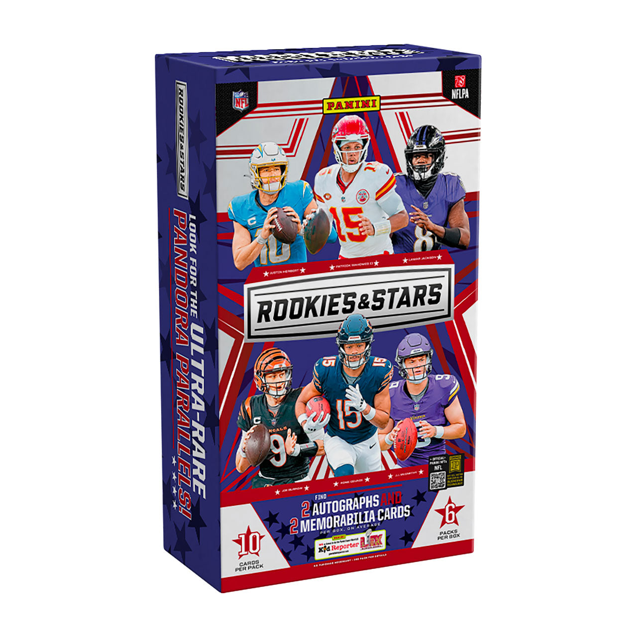 Indulge in the ultimate football card collecting experience with the 2024 Panini Rookies & Stars Football Hobby Box! Unleash the thrill of pulling top rookies, stars, and autographs from this premium box. With every pack, you'll feel the rush of building your collection and uncovering potential gems. Don't miss out on this must-have for any football fan and card collector.