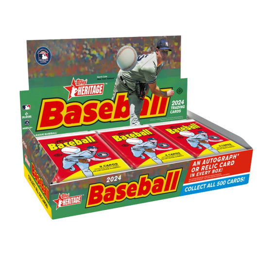 Experience a blast from the past with the 2024 Topps Heritage Baseball Hobby Box! This box is packed with the most sought-after cards from the 1955 to 1966 Topps designs, making it a must-have for any baseball fan. Relive the nostalgia and add these classic cards to your collection today!