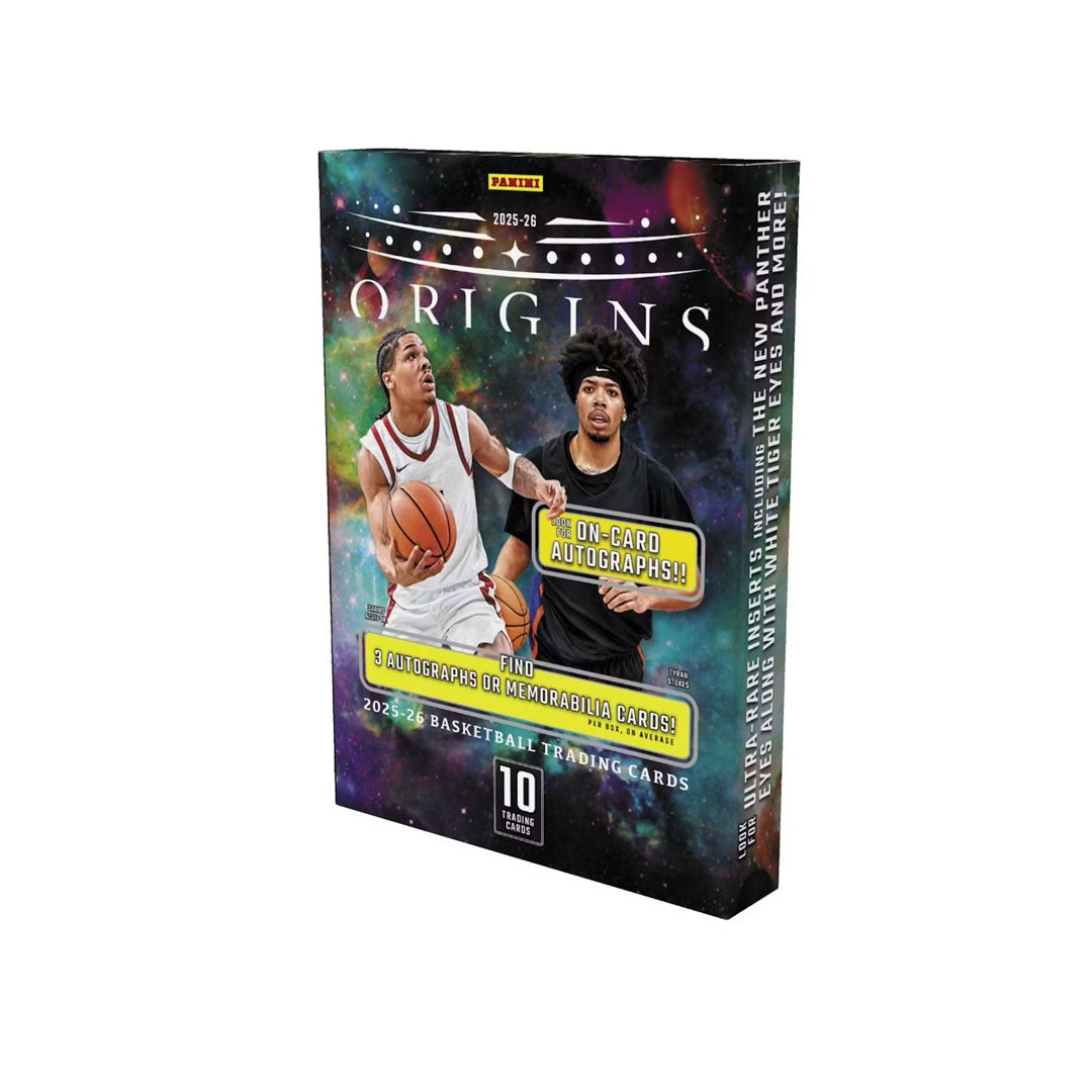 Unlock premium basketball cards with the 2025-26 Panini Origins Hobby Box. Each box contains carefully curated packs designed to deliver authentic rookie cards, autographs, and rare inserts from the latest season. Perfect for collectors seeking high-end pulls and vintage-inspired design. Origins combines classic aesthetics with modern player talent, making every pack opening an exciting chase for valuable hits and exclusive parallels.