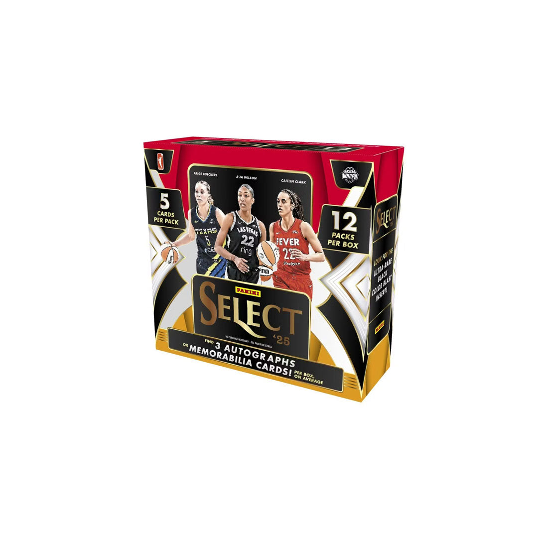 Pull premium WNBA cards from the 2025-26 Panini Select Hobby Box. Each box delivers high-end trading cards featuring the league's top players with stunning designs and exclusive parallels. Perfect for collectors seeking authentic autographs, memorabilia, and rare inserts. Build your collection with cards that capture the excitement of women's professional basketball.