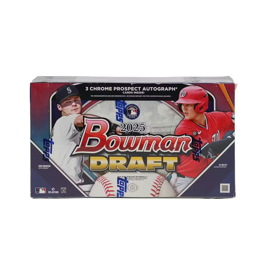 Unlock the future of baseball with the 2025 Bowman Draft Hobby Jumbo Box. This premium release delivers an expanded collection of prospect cards featuring the game's most exciting young talent. Each box contains multiple packs loaded with autographs, relics, and rare parallels that capture the next generation of baseball stars. Perfect for collectors seeking high-impact rookie cards and investment-grade prospects, this jumbo format offers exceptional value and chase potential. Build your collection with car