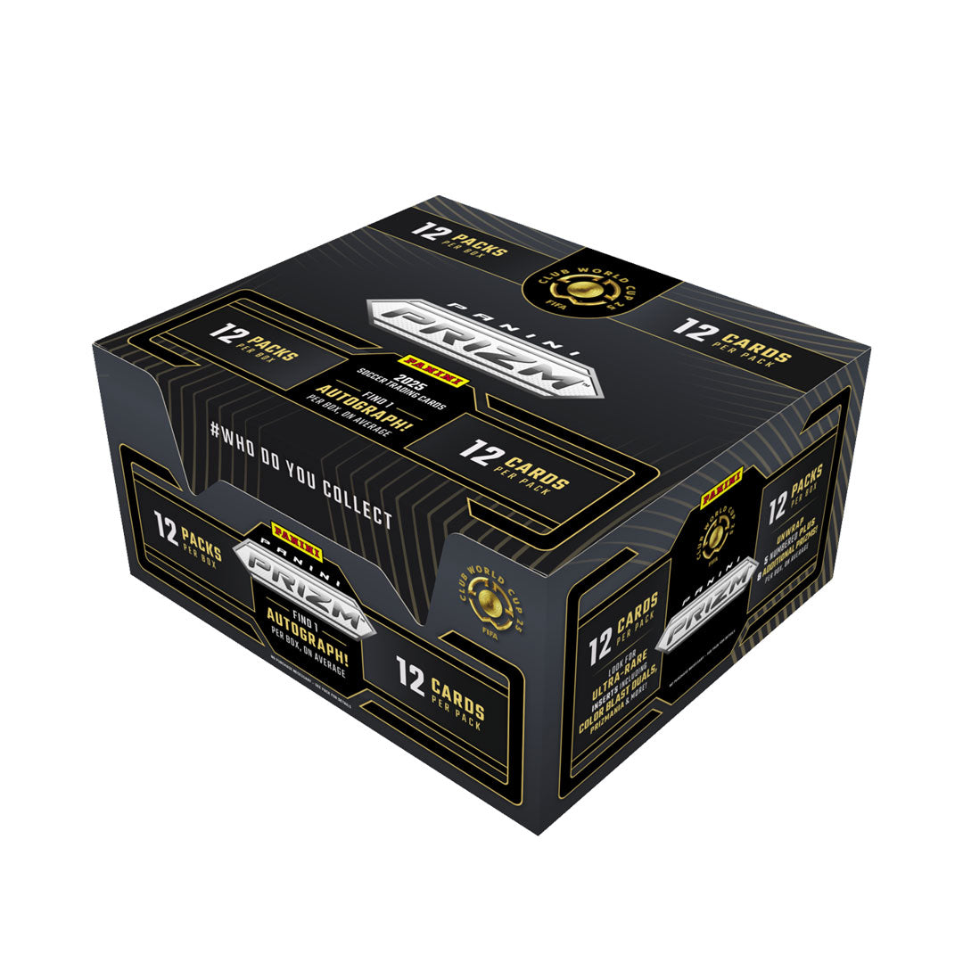 Unlock the thrill of the 2025 Panini Prizm FIFA Club World Cup Soccer Hobby Box, featuring exclusive cards that capture the excitement of this global event. This hobby box offers a chance to find rare Prizm parallels, autographs from top club stars, and vibrant base cards showcasing every team's talent. Perfect for collectors and soccer fans alike, it delivers high-value hits and unforgettable moments with every pack opened. Elevate your collection with the ultimate blend of prestige and passion from the wo
