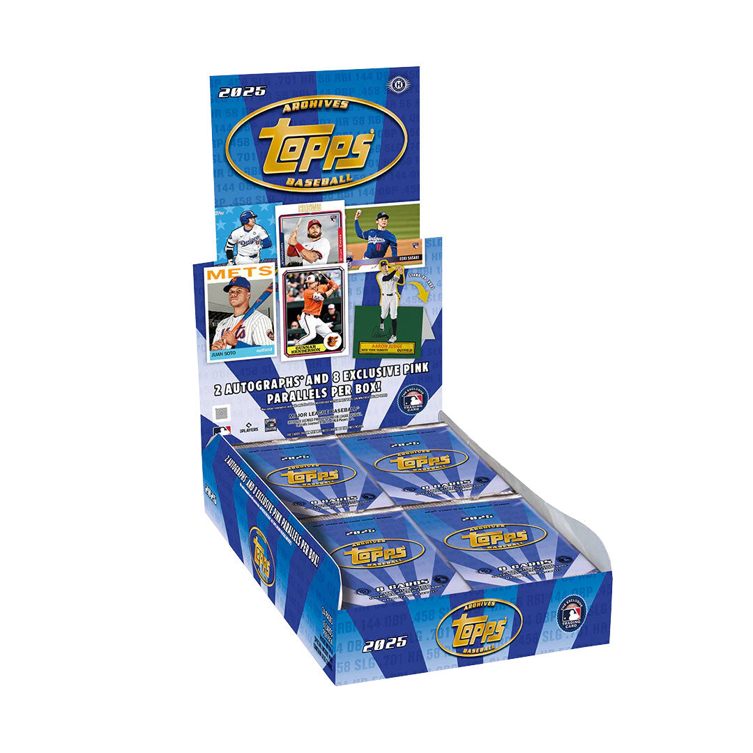 Relive baseball history with the 2025 Topps Archives Baseball Hobby Box. This premium collection features classic card designs spanning decades of the sport's greatest moments and legendary players. Each box delivers multiple packs packed with vintage-inspired artwork, rare inserts, and the chance to pull autographed and memorabilia cards. Perfect for collectors seeking nostalgia and serious investors hunting for valuable hits. Build your collection with cards that celebrate baseball's rich heritage while o