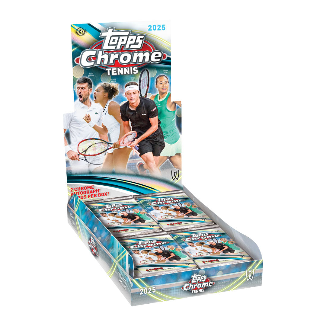 Elevate your tennis card collection with the 2025 Topps Chrome Tennis Hobby Box. This premium release features stunning chrome technology that brings your favorite players to life with vibrant colors and exceptional clarity. Each box delivers multiple packs packed with rare pulls, including autographs, relics, and exclusive parallels. Perfect for serious collectors and enthusiasts seeking high-end cards of tennis legends and rising stars. Build your ultimate lineup today.