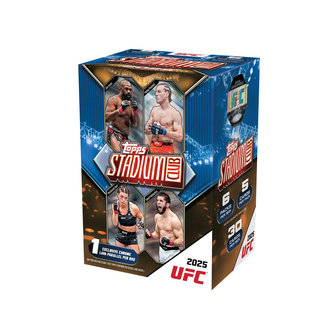 Dive into the ultimate UFC collectibles experience with the 2025 Topps Stadium Club UFC Blaster Box. This premium trading card set delivers stunning photography and exclusive fighter cards that capture the intensity of the octagon. Each box contains multiple packs packed with rare inserts, autographs, and memorabilia cards featuring your favorite UFC champions and rising stars. Perfect for collectors and fans alike, Stadium Club brings you closer to the action with high-quality production and limited-editio