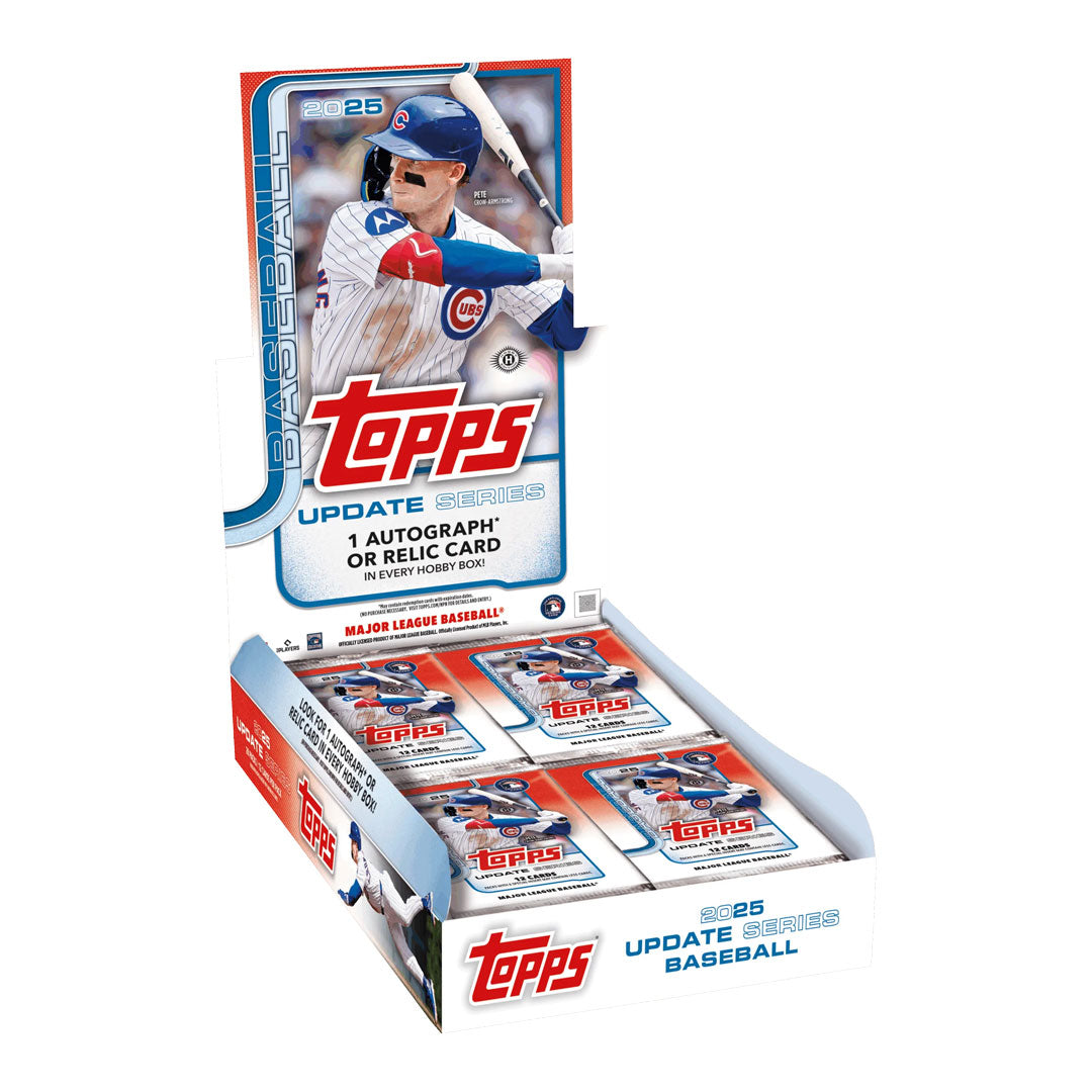 Elevate your baseball card collection with the 2025 Topps Update Series Baseball Hobby Box. This premium box delivers exclusive cards featuring the season's biggest rookies, trades, and standout performances. Each box contains multiple packs packed with rare inserts, autographs, and limited-edition parallels that serious collectors crave. Whether you're hunting for rookie sensations or building your favorite team's roster, this hobby box offers the thrill of discovery with every pack. Perfect for seasoned c