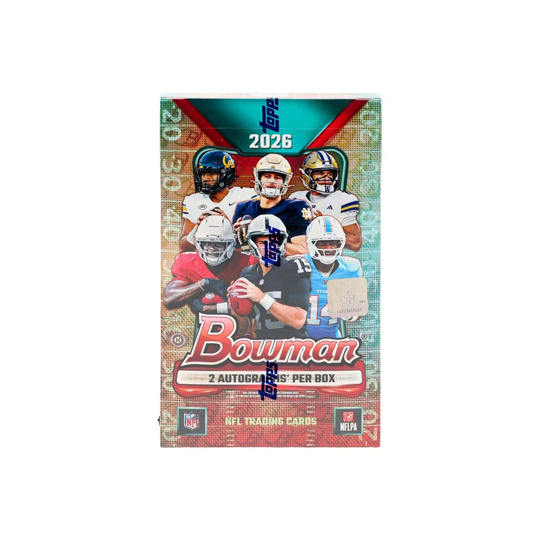 Experience the thrill of opening 2026 Bowman Football Hobby Box — your gateway to discovering rookie sensations and emerging stars. Each box delivers premium packs loaded with high-grade cards, rare parallels, and chase pulls that fuel the passion of collectors and fans alike. Get autographs, memorabilia, and the next generation's game-changers. Perfect for building your collection or finding that one legendary card. Rip with confidence and chase the rookies that will define the future of football.