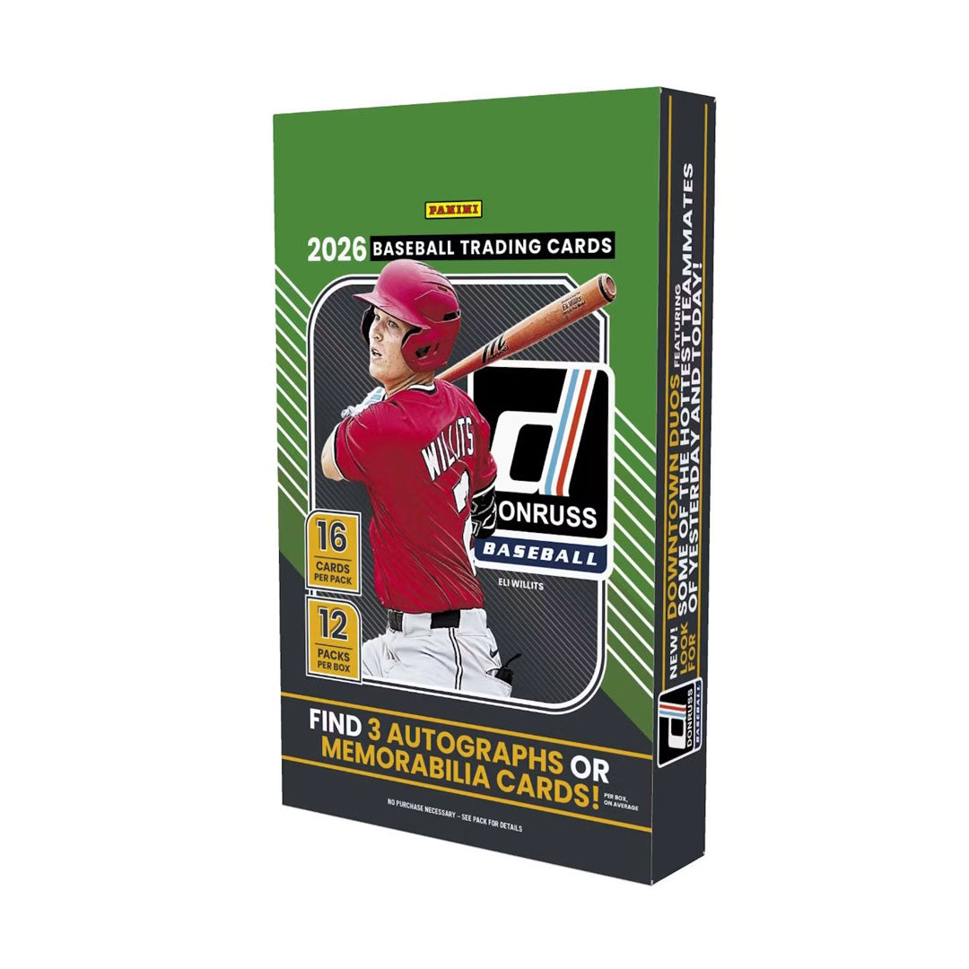 Unlock the excitement of 2026 with a Panini Donruss Baseball Hobby Box. Each box delivers premium packs loaded with rookie cards, autographs, and rare inserts from the season's top prospects and established stars. Perfect for collectors seeking authentic pulls and investment-grade cards. Build your collection with every pack.