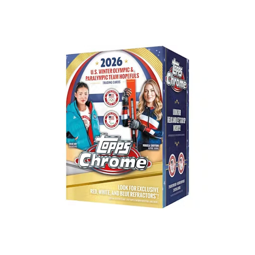 Collect the most coveted moments from Team USA's Olympic journey with the 2026 Topps Chrome U.S. Olympics Blaster Box. This premium trading card set features stunning chrome technology that brings athletes to life with vibrant colors and sharp detail. Each box delivers multiple packs packed with rookie cards, autographs, and rare parallels of your favorite American Olympians. Whether you're a serious collector or passionate sports fan, this is your chance to own a piece of Olympic history. Limited availabil