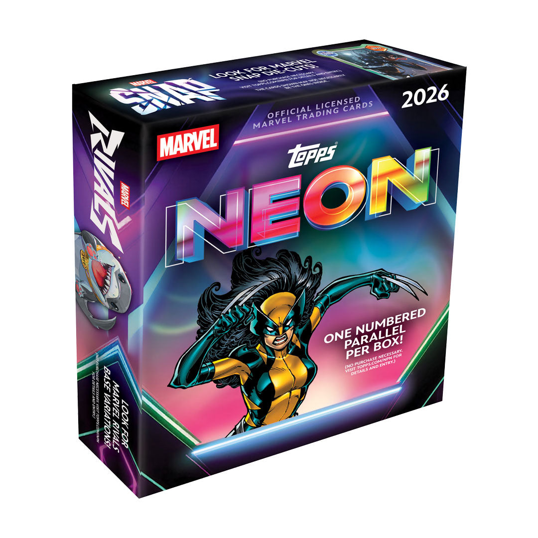 Collect the most vibrant Marvel cards of 2026 with the Topps Neon Marvel Mega Box. This premium box features exclusive neon-enhanced card designs, multiple packs of high-quality trading cards, and the chance to pull rare inserts and autographed cards. Perfect for collectors seeking eye-catching variants and premium pulls. Each box delivers enhanced pack value with chase cards that stand out in any collection.