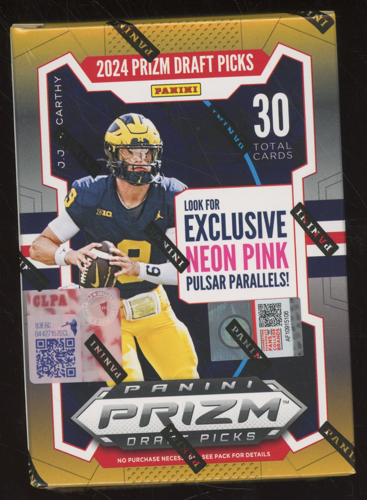 Enhance your football collection with the 2024 Panini Prizm Draft Picks Football Blaster Box. This limited edition box features exclusive Neon Pink Pulsar cards that offer a stunning and unique addition to any sports fan's collection. Don't miss out on this must-have item for true football enthusiasts.